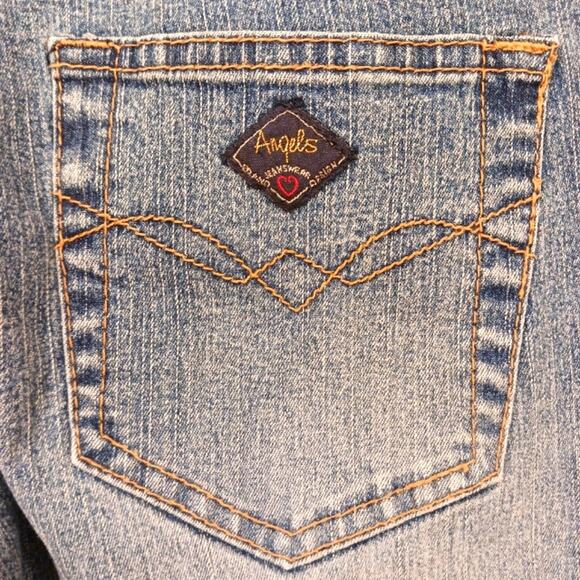 Vntg Angels Jeans Womens JR Sz 7 Blue Flare Crystals Embellished Boho Glam Gypsy - Picture 7 of 16